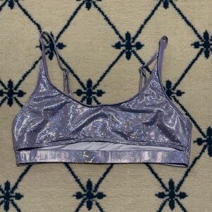 NWOT Lavender Holographic Glitter Rave Top